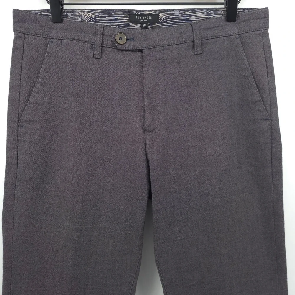 Ted Baker Mens Chinos Trousers 32R Charcoal Grey Slim Fit Smart Casual Pants